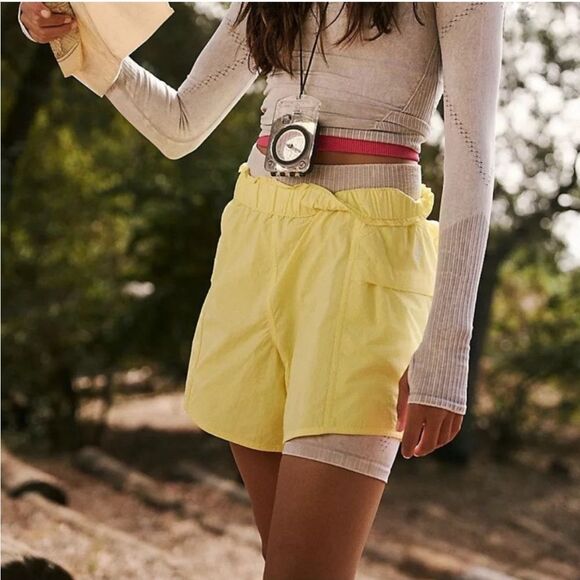 NWOT Free People High Waisted Shorts in a butter yellow shade - Picture 1 of 9